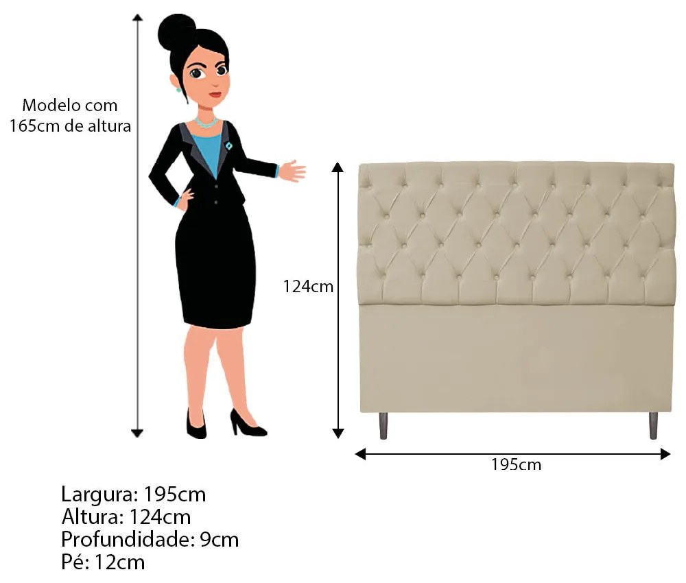 Kit Cabeceira e Calçadeira Liverpool 195 cm King Size Corano Bege - ADJ Decor