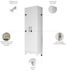 Armário Multiuso Lavanderia 55cm 2 Portas Staxx Branco Z17   - Mpozena