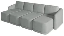 Sofá Cama Casal para Sala 396cm Polska Z08 Boucle Cinza Claro - Mpozen