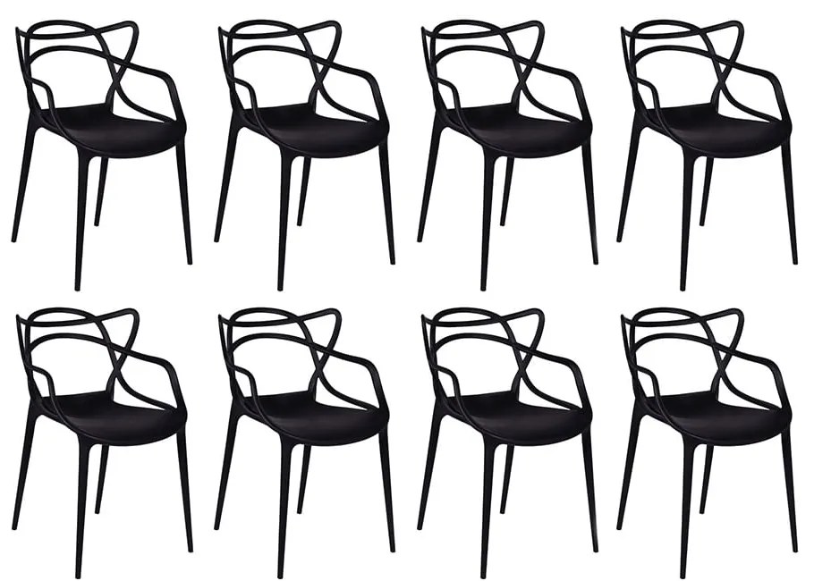 Conjunto com 8 Cadeiras Allegra Preto - Conjunto com 8 Cadeiras Allegra - Preto