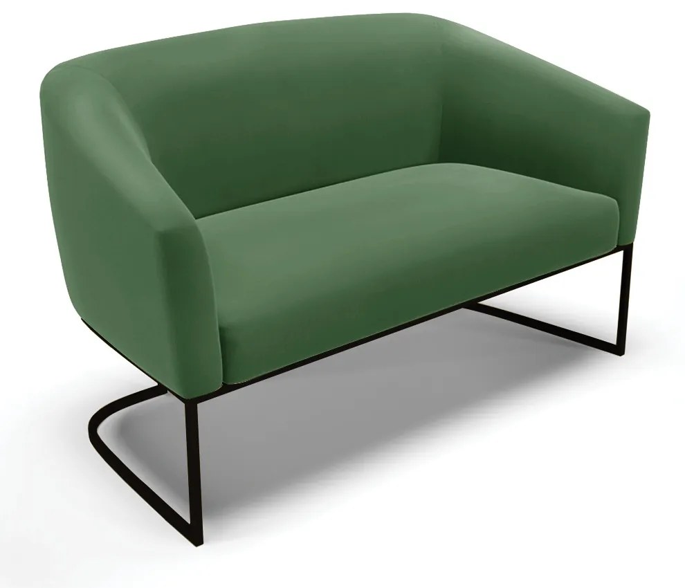 Namoradeira e 2 Poltronas Industrial Preto Stella Suede D03 - D'Rossi - Verde