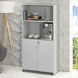 Armário Estante para Escritório 80cm 2 Portas 3 Prateleiras Web15 G04