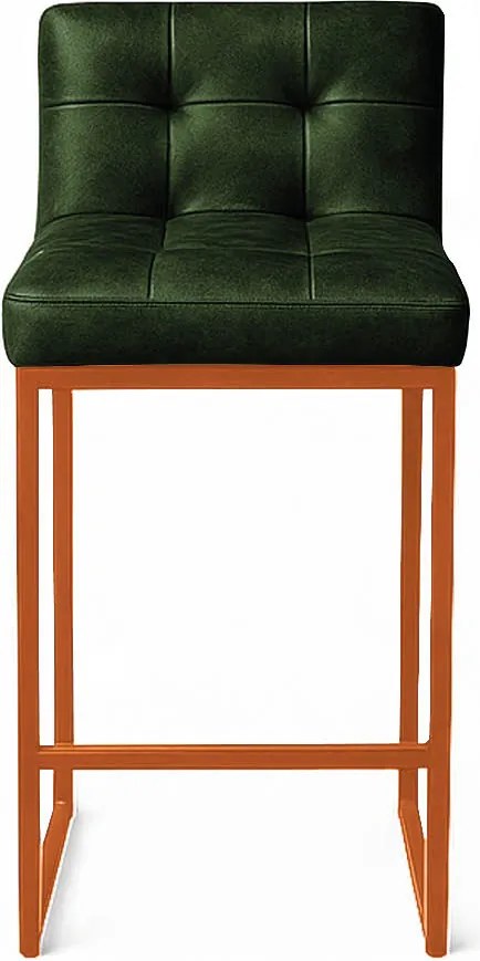 Banqueta Cozinha Alta com Encosto Industrial Bronze Lirina PU C05 - D'Rossi - Verde