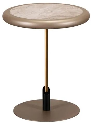 Mesa Apoio Elva Tampo Travertino Base Champagne - 77964 Sun House