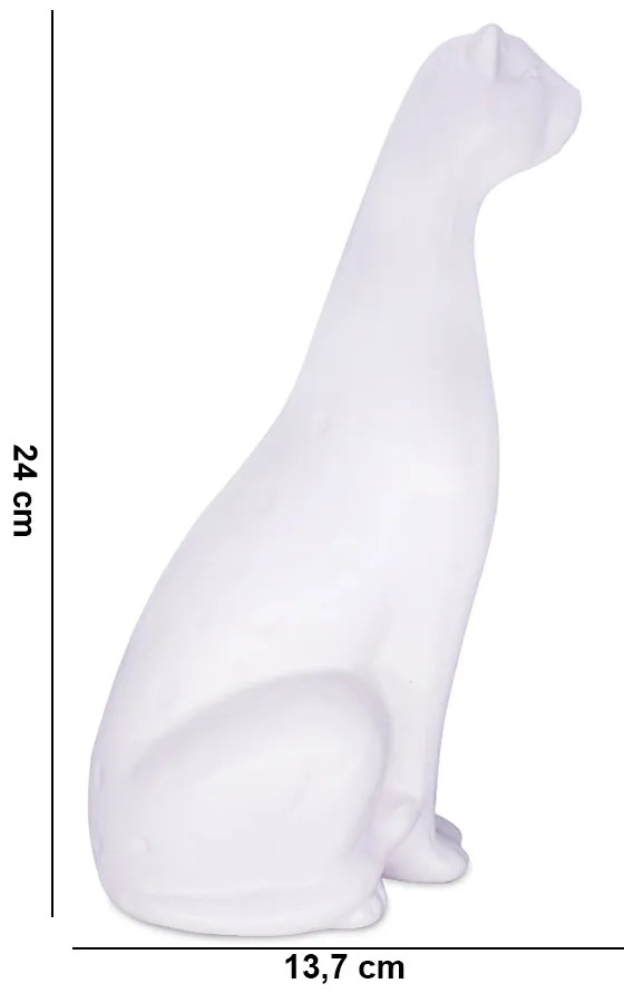 Escultura Decorativa Leopardo em Cerâmica Branco 13,7 cm F04 - D'Rossi