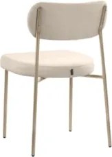 Cadeira Jantar Estofada Pé Metal Rosê Kit 4 Lavy Boucle Bege S08 - Mpo