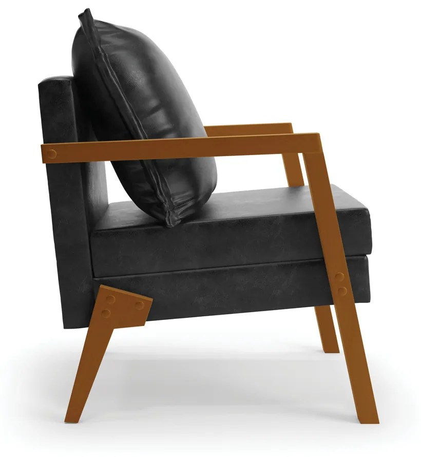 Poltrona Alice Corano Base de Madeira D03 - D'Rossi - Preto