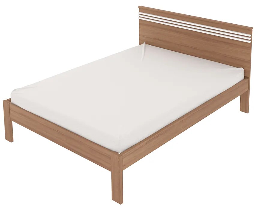 Cama de casal MDP CM8009 Amendoa/Branco G69 - Gran Belo