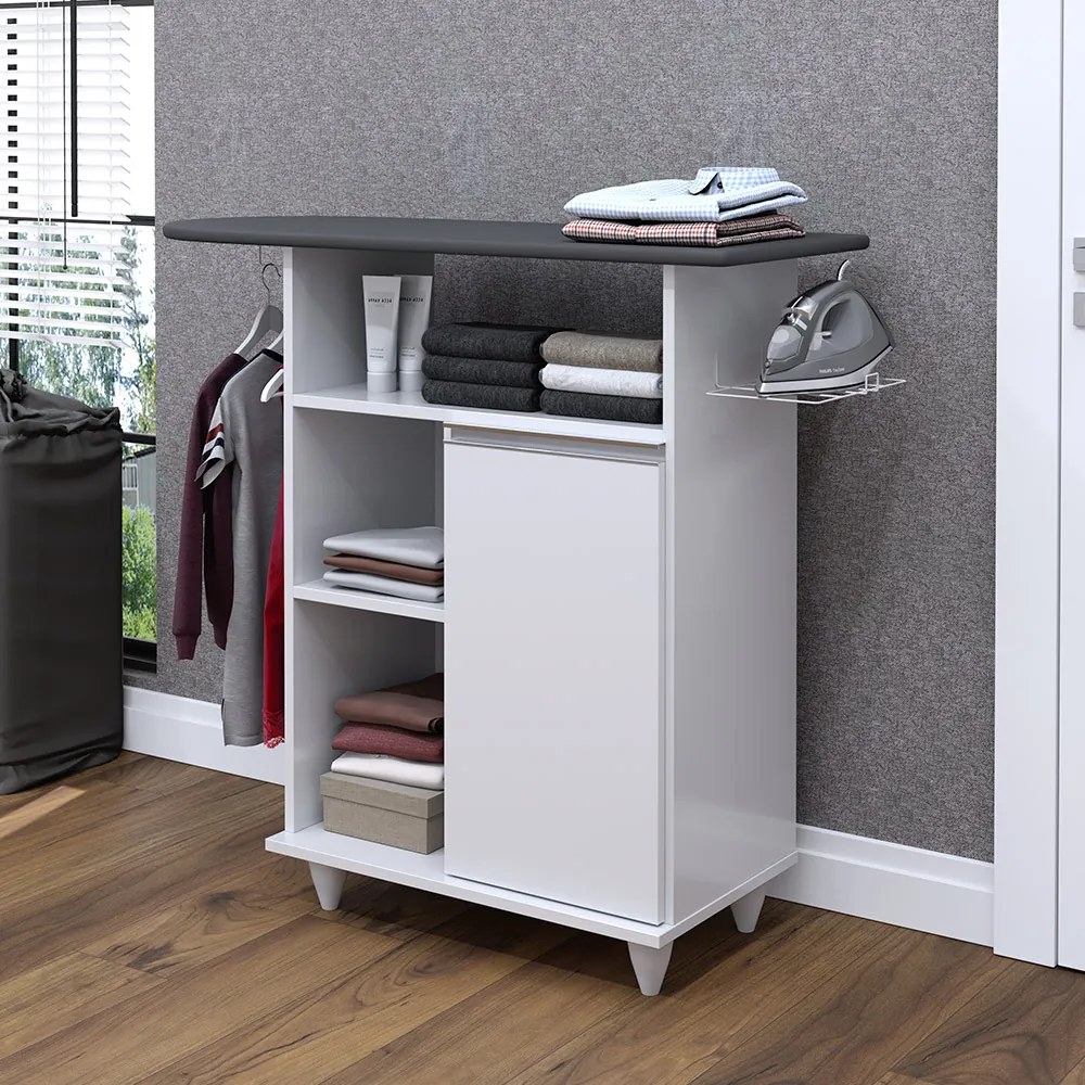 Tábua de Passar com Balcão 01 Porta Lis 107 cm L06 - D'Rossi - Branco