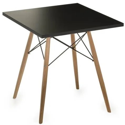 Mesa Eames 70 cm Tampo Quadrado Preto Base Madeira Clara - 28718 Sun House