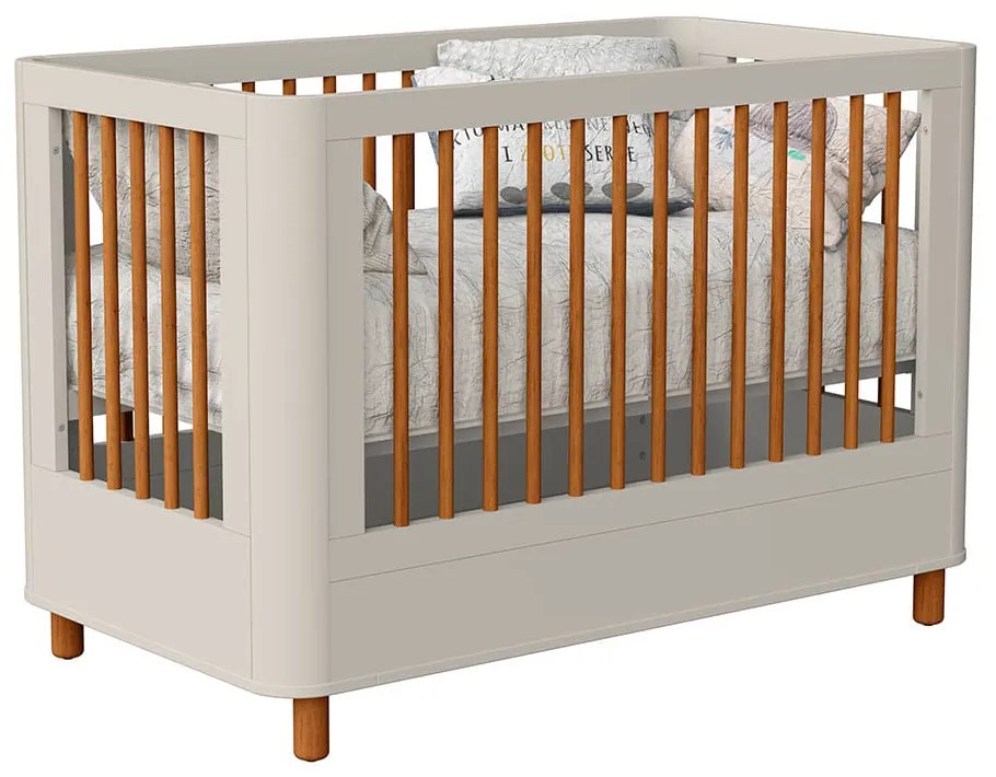Berço Mini Cama Boom Slim 2 em 1 com Pés Nordic - Areia Fosco - Berço Mini Cama Boom Slim com Pés Nordic - Areia Fosco