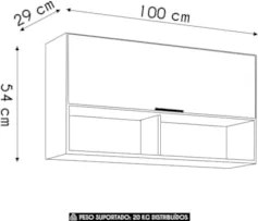 Armário de Cozinha Aéreo 100cm Pérola Z34 Branco            - Mpozenat