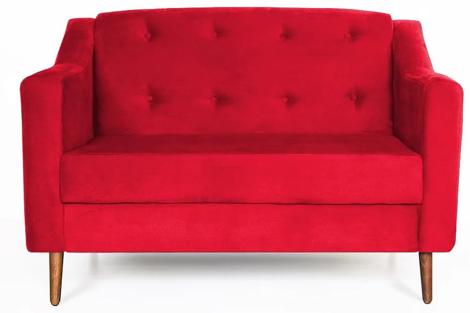 Namoradeira Bruna 1,20 m 2 Lugares Pés Palito Suede Vermelho