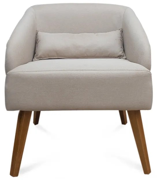 Kit 2 Poltronas Decorativas Lara Pés de Madeira Suede Bege - Sheep Estofados - Bege