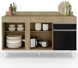 Balcão Gabinete para Pia com Tampo 150cm 3 Portas 1 Gaveta Dakota Cast