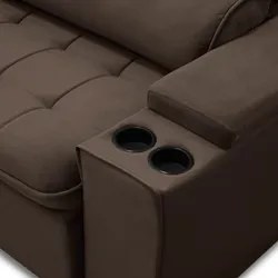 Sofá Retrátil Reclinável 3 Lugares 230cm Ginevra F05 Veludo Marrom - M