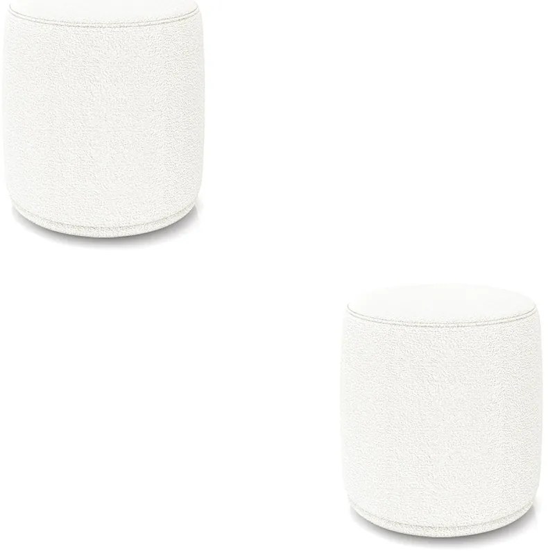 Puff Redondo Orgânico para Sala kit 2 Malu Bouclê M11 - D'Rossi - Off White