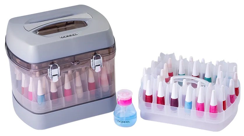 Maleta P/ 68 Esmaltes Profissional C/ Porta Acetona Cinza - Dompel