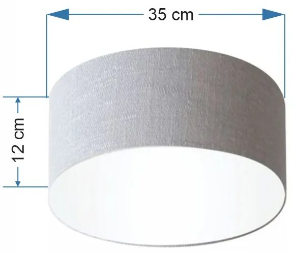 Plafon Cilíndrico Md-3046 Cúpula em Tecido 35x12cm Rústico Cinza - Bivolt
