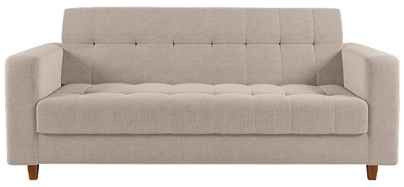 Sofá 2 Lugares e 2 Poltronas Pé Madeira Castanho Arezo Linho D01 - D'Rossi - A27 Areia