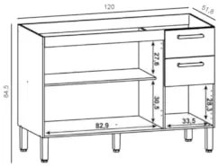 Balcão Gabinete para Pia sem Tampo 120cm Urban Z06 Freijó - Mpozenato
