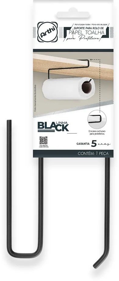 Suporte Para Rolo De Papel Toalha Para Prateleira De Encaixar - Preto