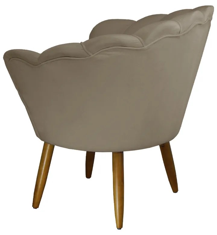 Kit 2 Poltronas Decorativas Pétala Pés Palito Suede Capuccino - Sheep Estofados