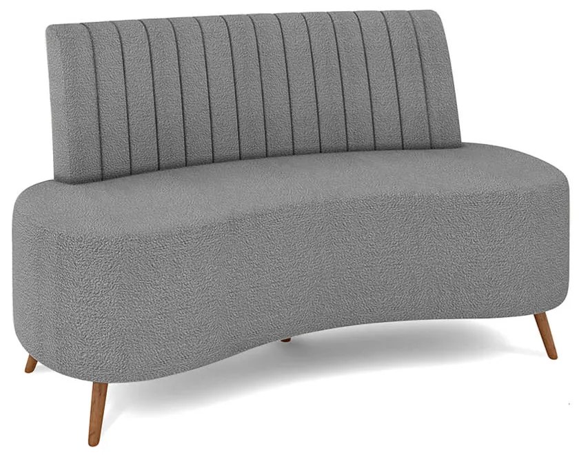 Sofá 2 Lugares Living 160cm Pé Palito Maraú Bouclê K01 - D'Rossi - Cinza claro