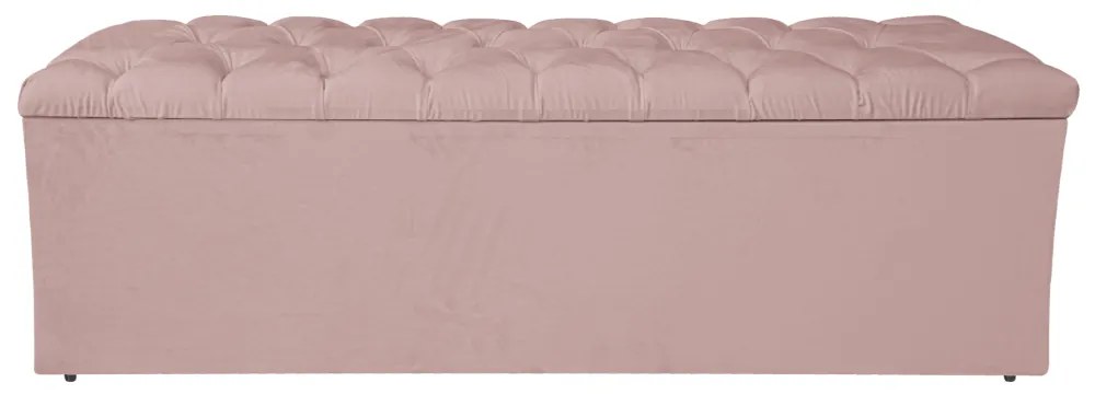 Calçadeira Estofada Liverpool 160 cm Queen Size Suede Rosê - ADJ Decor
