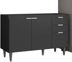 Armário de Cozinha CP03 Para Pia 120cm Pérola Z34 Preto     - Mpozenat