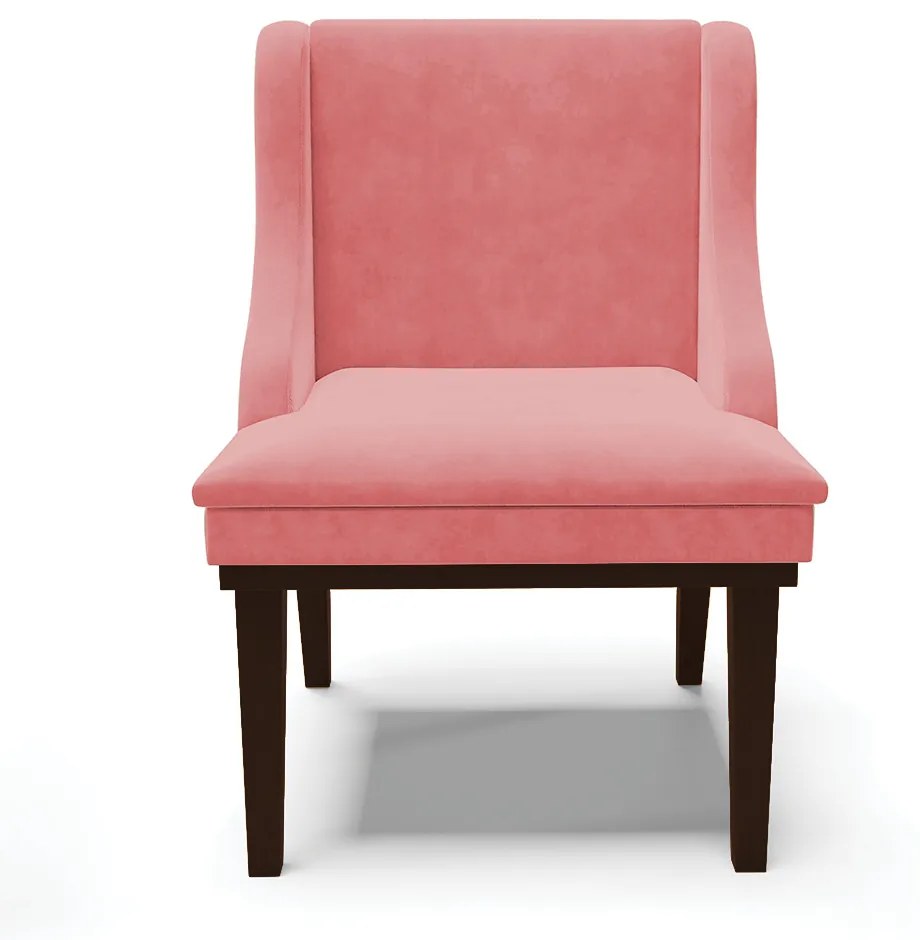 Kit 02 Cadeiras de Jantar Liz Suede Rosê Base Fixa Madeira Tabaco D03 - D'Rossi