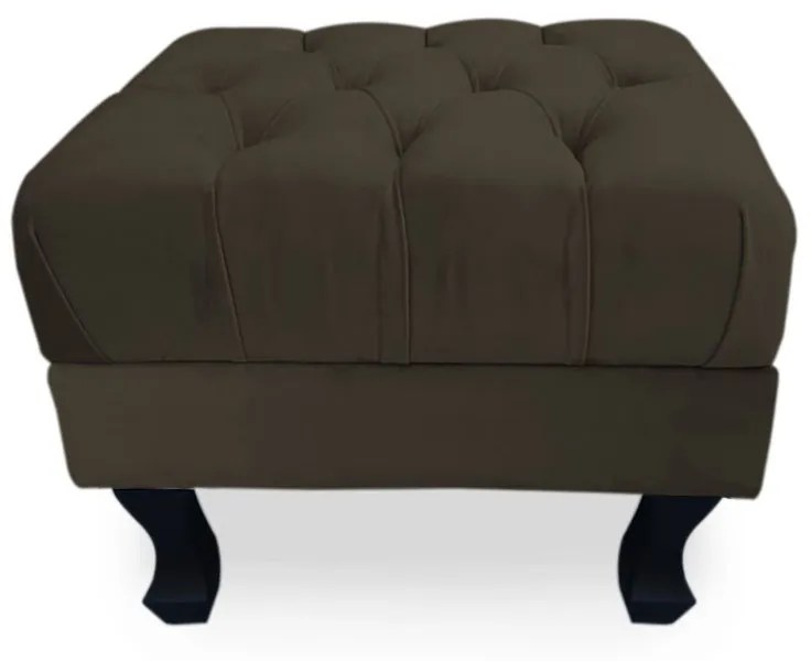 Puff Baú Decorativo Capitonê Luis XV 50x40cm Suede Marrom - Sheep Estofados - Marrom