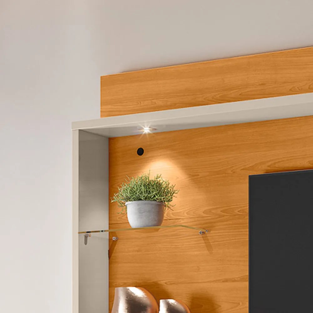 Painel TV 50 Pol 160cm Bancada Suspensa Sala Ravian Cinamomo/Off White M20 - D'Rossi