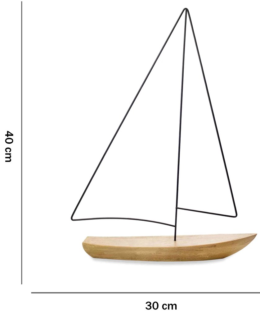 Escultura Barco Em Poliresina Madeira 40x30x7 - D'Rossi