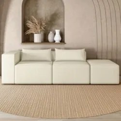 Sofá 5 Lugares 363cm Com Puff Direito Fay Bouclê Cru Z55 - Mpozenato