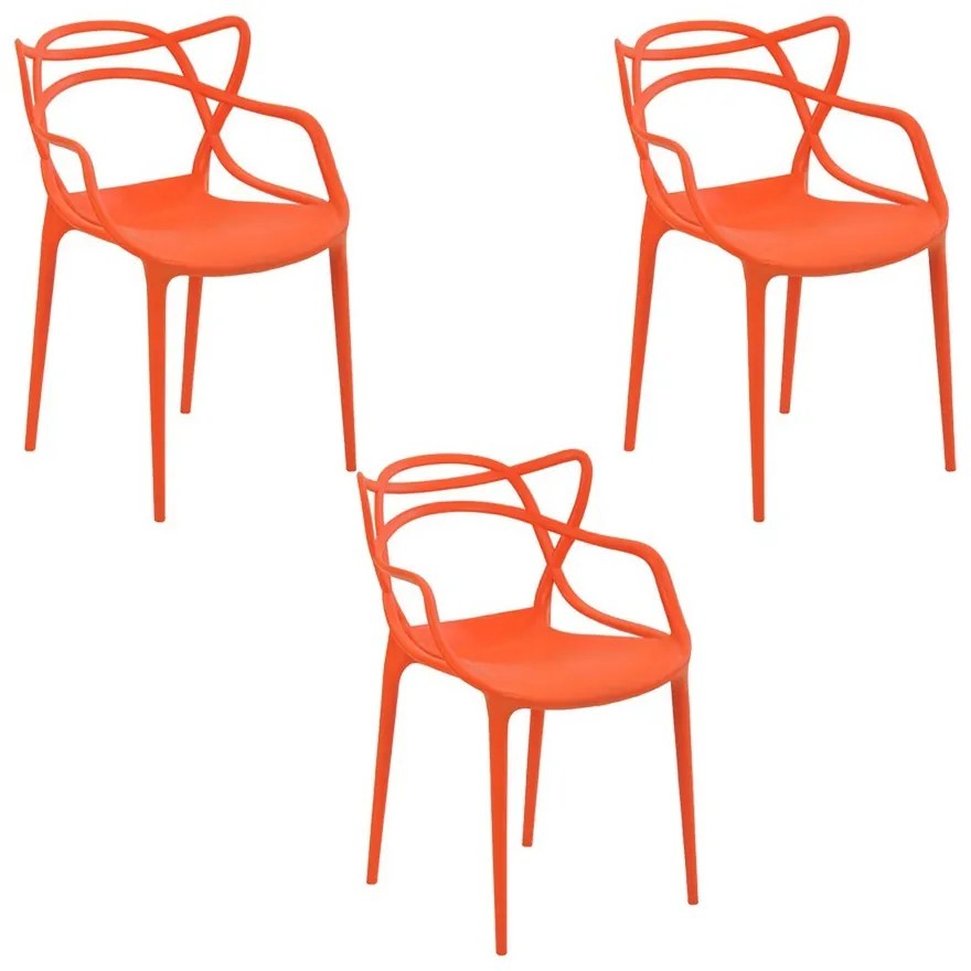 Kit 3 Cadeiras Decorativas Sala e Cozinha Feliti (PP) Laranja G56 - Gran Belo
