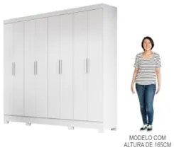 Guarda Roupa Casal 8 Portas 4 Gavetas 236cm Ágata Z17 Branco - Mpozena
