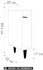 Balcão de Cozinha Porta Pano 20cm Pérola Z34 Branco - Mpozenat