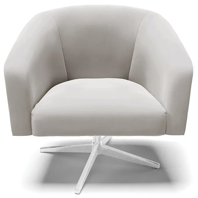 Poltrona Decorativa Giratória Cromada Kit 2 Stella Veludo D03 - D'Rossi - Cinza