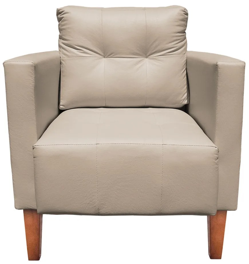 Kit 2 Poltronas Livia Corino Pés Chanfrado Castanho D01 - D'Rossi - Bege