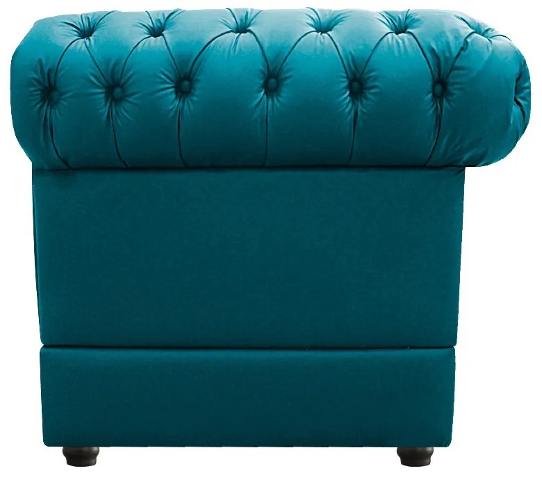 Kit Poltrona e Namoradeira Chesterfield Ana Suede Azul Turquesa - ADJ Decor