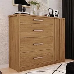 Cômoda 4 Gavetas e 1 Porta Ripada Pallas C01 Buriti/Fendi - Mpozenato