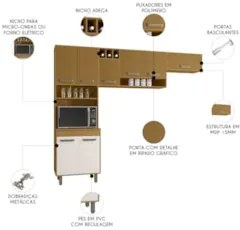 Armário de Cozinha Compacta Emily Freijó/Ripado/Off Acetinado Z44 - Mp