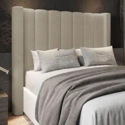 Cabeceira Casal Queen Cama Box 160cm Claire Z04 Boucle Capuccino - Mpo