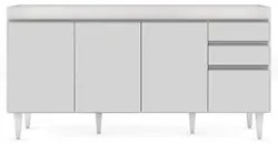 Balcão Gabinete 160cm Sem Tampo 4 Portas 2 Gavetas Arkansas Branco - L