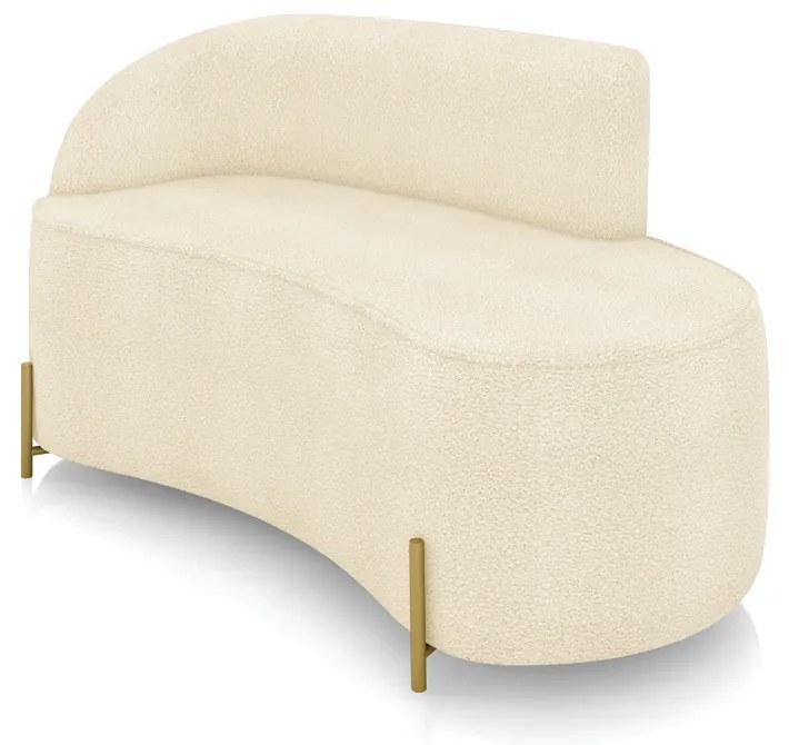 Sofá 2 Lugares Orgânico 140cm Pé Aço Lateral Dourado Morgan Bouclê D03 - D'Rossi  - Bege