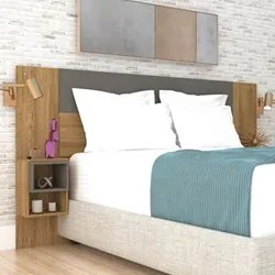 Cabeceira Extensível Solteiro Casal com 2 Mesas Lateral Japão V02 Natu