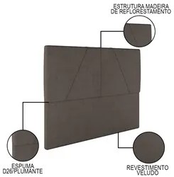 Cama Casal com Cabeceira 145cm Pés Metálicos Elisa S05 Veludo Marrom -