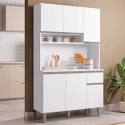 Kit Cozinha Compacta 105cm Com 6 Portas 1 Gaveta Márcia Branco - AJL M