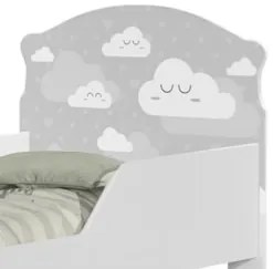 Mini Cama Infantil 148x68cm Com Proteção Lateral Nuvens K06 - Mpozenat